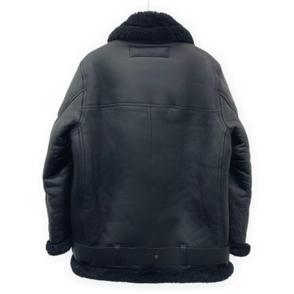 Acne Studios Black shearling leather zip-up jacket - Picture 2 of 8